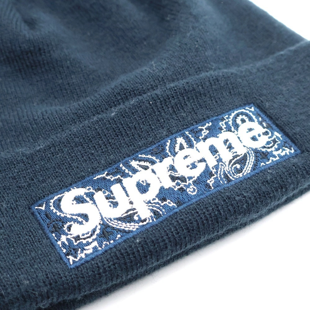 SUPREME(シュプリーム) 19AW ×NEW ERA Box Logo Beanie ニューエラ バンダナボックスロゴ アクリルニット ビーニー 帽子 ネイビー