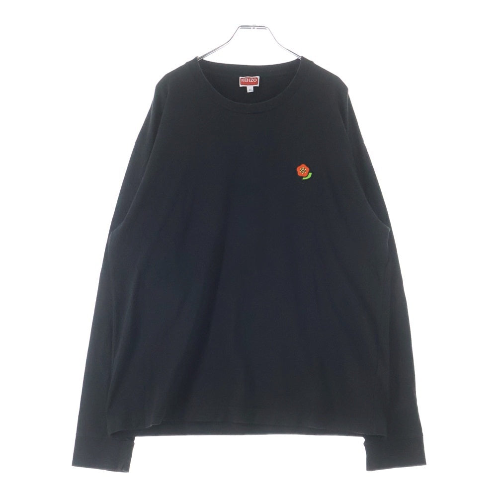 KENZO(ケンゾー) KENZO POP ケンゾーポップ フラワーエンブロイダリー ロングスリーブ クルーネック 長袖Tシャツ カットソー ブラック