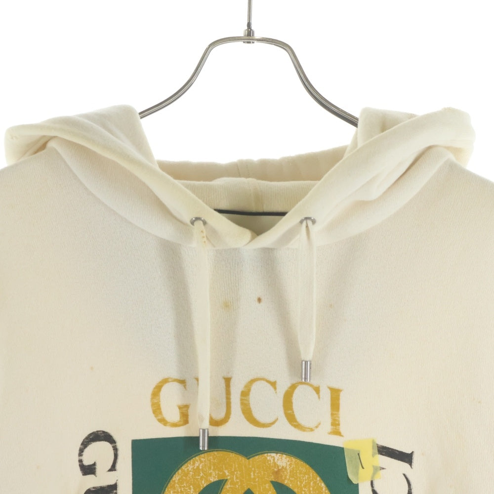 GUCCI(グッチ) 18SS オールドロゴプリント スウェット プルオーバーパーカー アイボリー 454585-X5J57