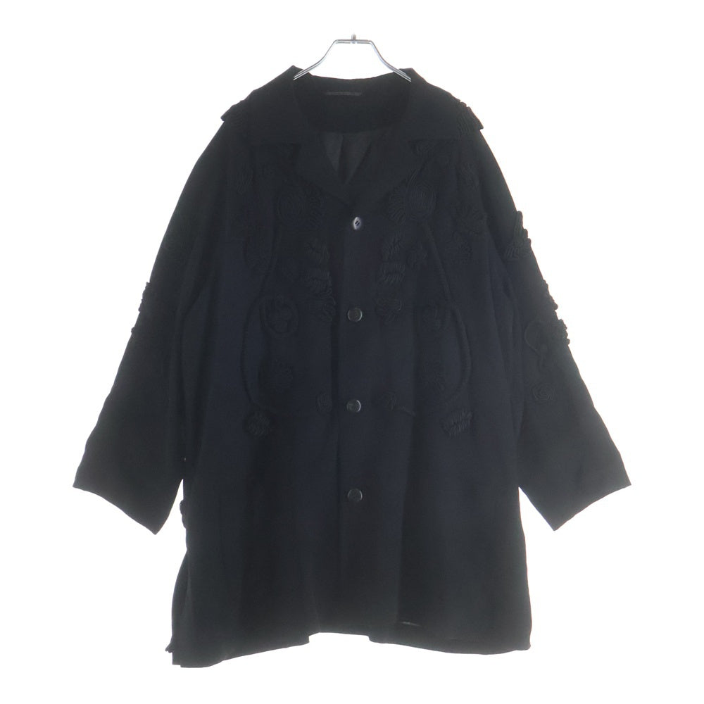 Yohji Yamamoto(ヨウジヤマモト) 90S ARCHIVE 3Dフラワーデザイン ウール 3B チャイナコート ジャケット ブラック