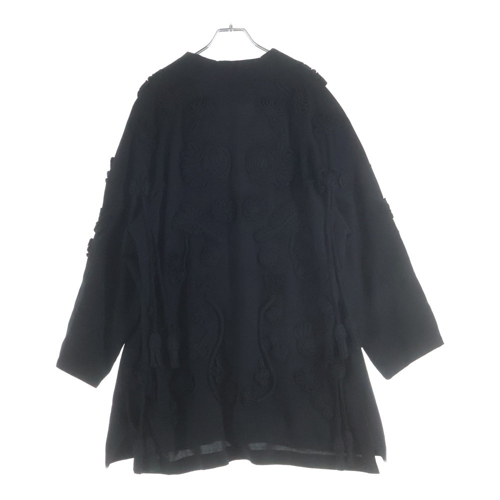 Yohji Yamamoto(ヨウジヤマモト) 90S ARCHIVE 3Dフラワーデザイン ウール 3B チャイナコート ジャケット ブラック