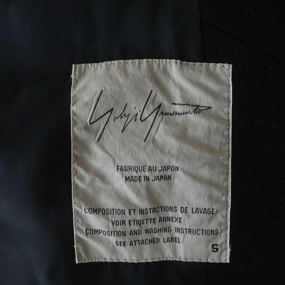 Yohji Yamamoto(ヨウジヤマモト) 90S ARCHIVE ウール ビッグカラー バックプリント ショートスリーブジャケット ブラック