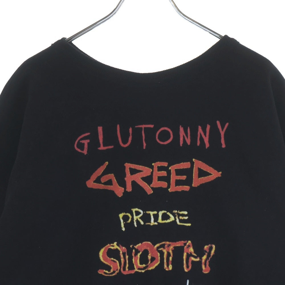 SAINT MICHAEL(セントマイケル) 25SS SEVEN DEADLY CRW N SWT セブンデッドリー クルーネックスウェットシャツ トレーナー ブラック SM-HR8-0000-044