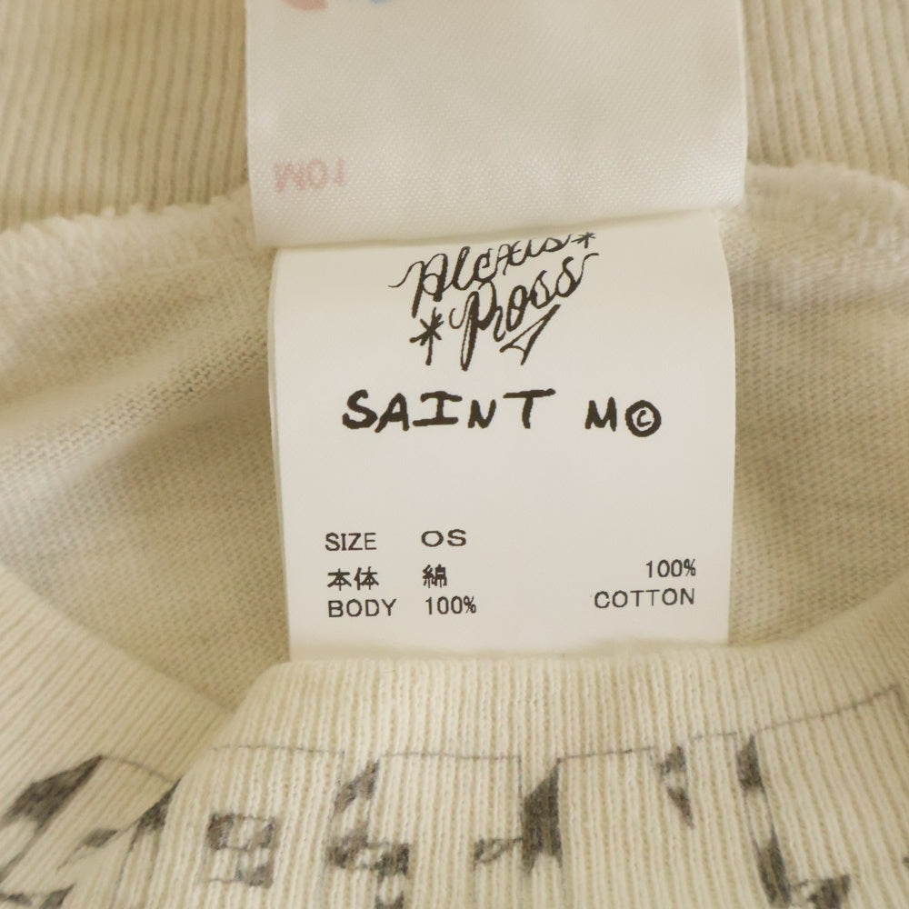 SAINT MICHAEL(セントマイケル) 25AW ALX LS TEE DRAWING アレックス ドローイング 総柄 クルーネック長袖Tシャツ カットソー ホワイト SM-HR1-0000-C30