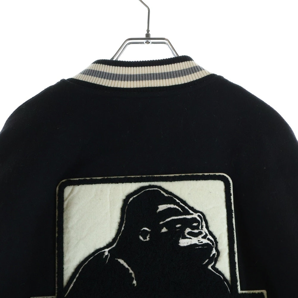 X-LARGE(エクストララージ) 23AW OG LOGO VARSITY JACKET ロゴエンブロイダリー アームレザー切替 バーシティジャケット ブラック 101234021009