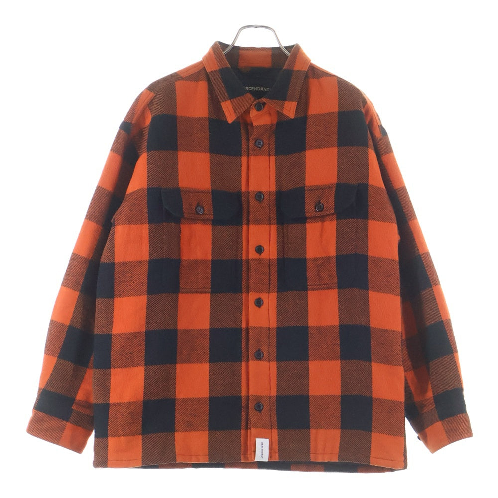 DESCENDANT(ディセンダント) 19SS CLAIRTON SHIRT JACKET クレアトン バッファローチェック 裏地キルティング フランネル シャツジャケット オレンジ