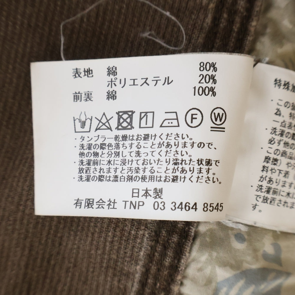 nonnative(ノンネイティブ) RANCHER JACKET ランチャー コーデュロイ 総柄裏地 ボタンアップ シャツジャケット ブラウン NN-J4110