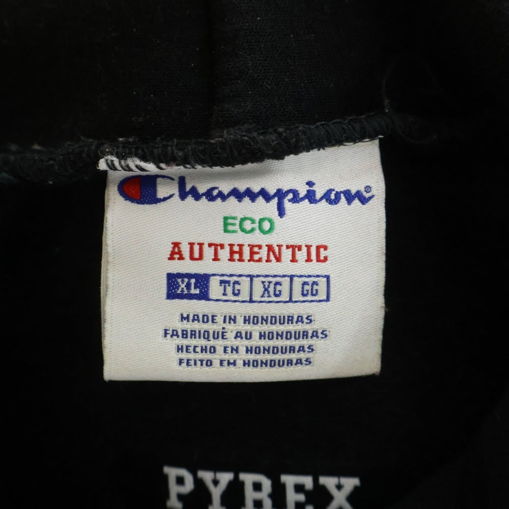 PYREX VISION(パイレックスヴィジョン) ×CHAMPION チャンピオン フォトプリント プルオーバースウェットフーディー パーカー ブラック