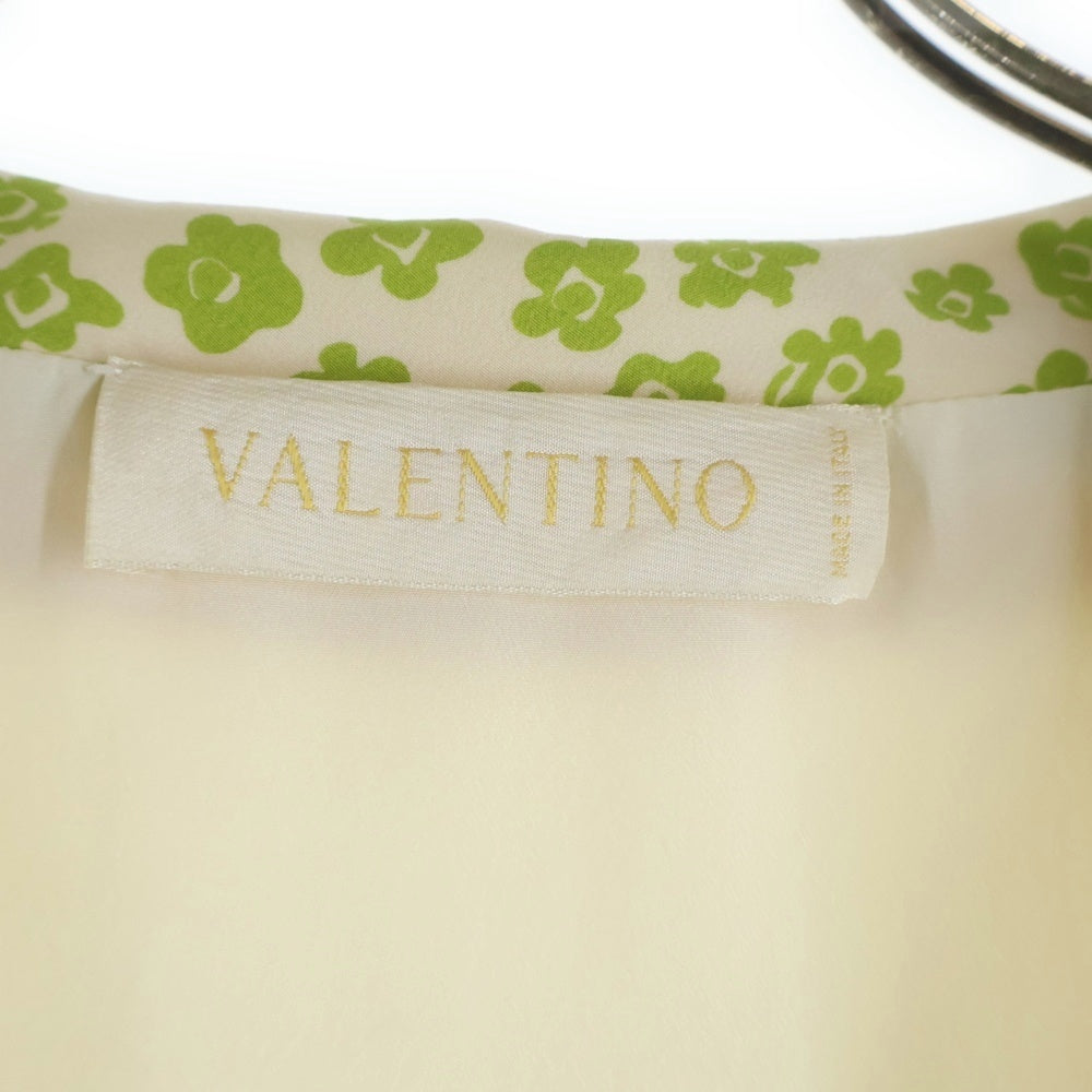 VALENTINO(ヴァレンティノ) イタリア製 花柄パターン ウエストリボン 2ピース ジャケット ワンピース セットアップ レディース アイボリー/グリーン B32C460