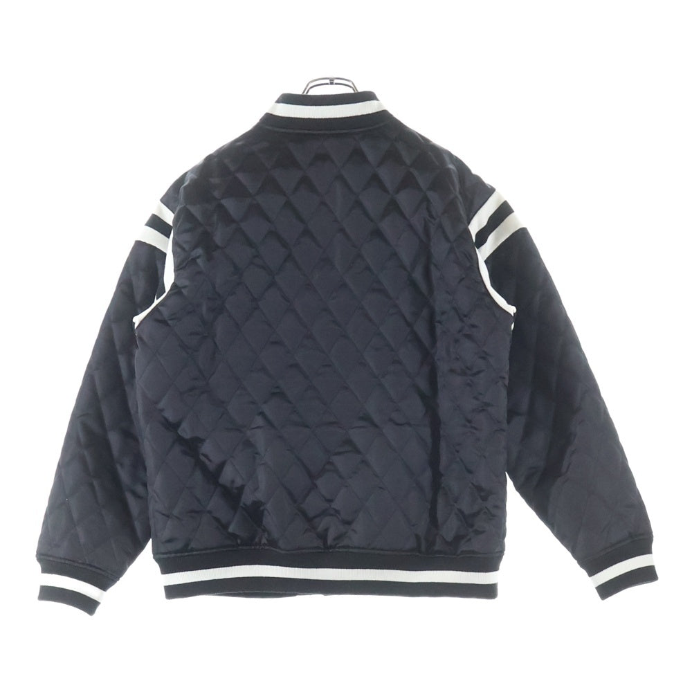 SUPREME(シュプリーム) 17SS Quilted Satin Varsity Jacket アーチロゴ キルテッドサテンバーシティジャケット ブラック