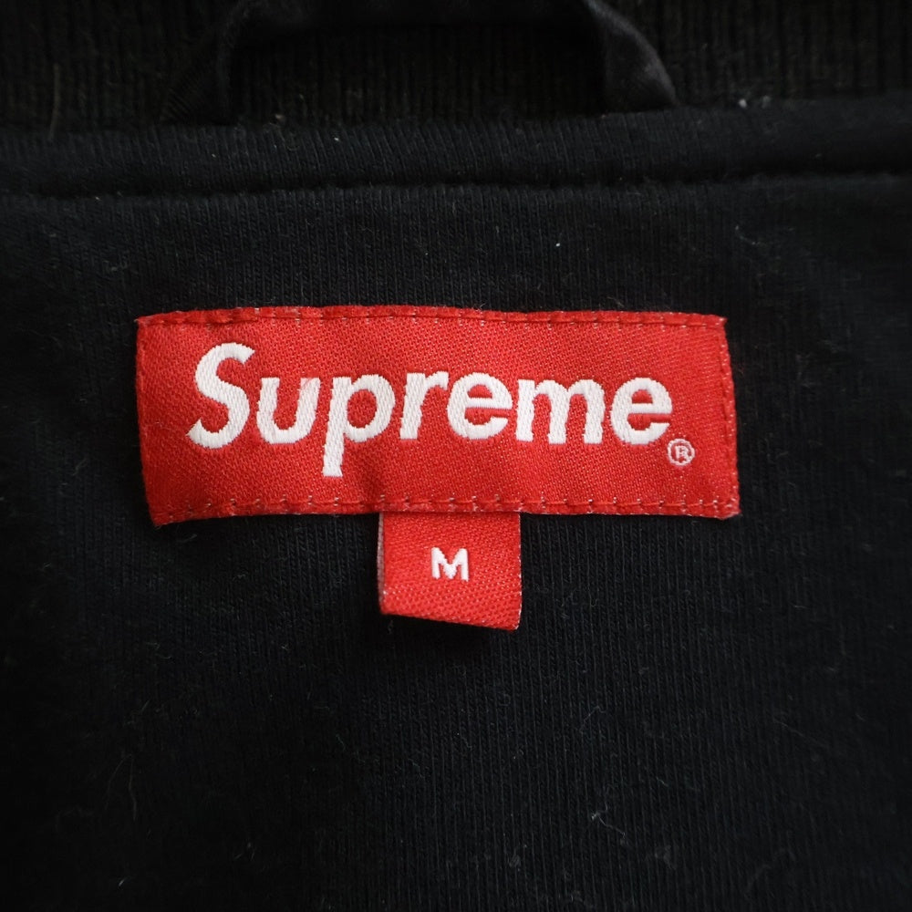 SUPREME(シュプリーム) 17SS Quilted Satin Varsity Jacket アーチロゴ キルテッドサテンバーシティジャケット ブラック