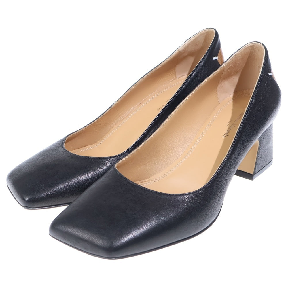 Maison Margiela(メゾンマルジェラ) COURT SHOES レザー コート スクエアトゥ ハイヒールパンプス レディース ブラック