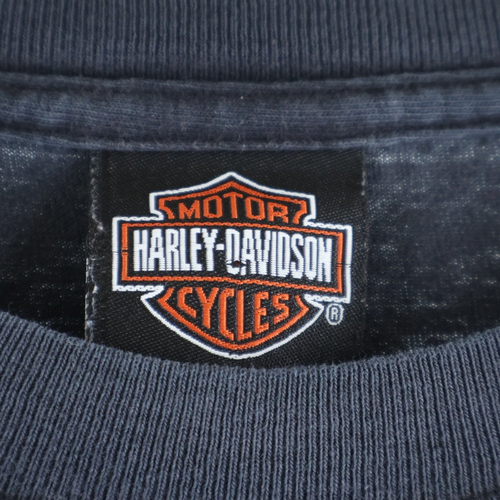 HARLEY DAVIDSON(ハーレーダビッドソン) 00S VINTAGE THUNDER PATTEN 2008 L/S TEE ヴィンテージ アームサンダープリント 両面プリントTシャツ 長袖クルーネックカットソー ブラック