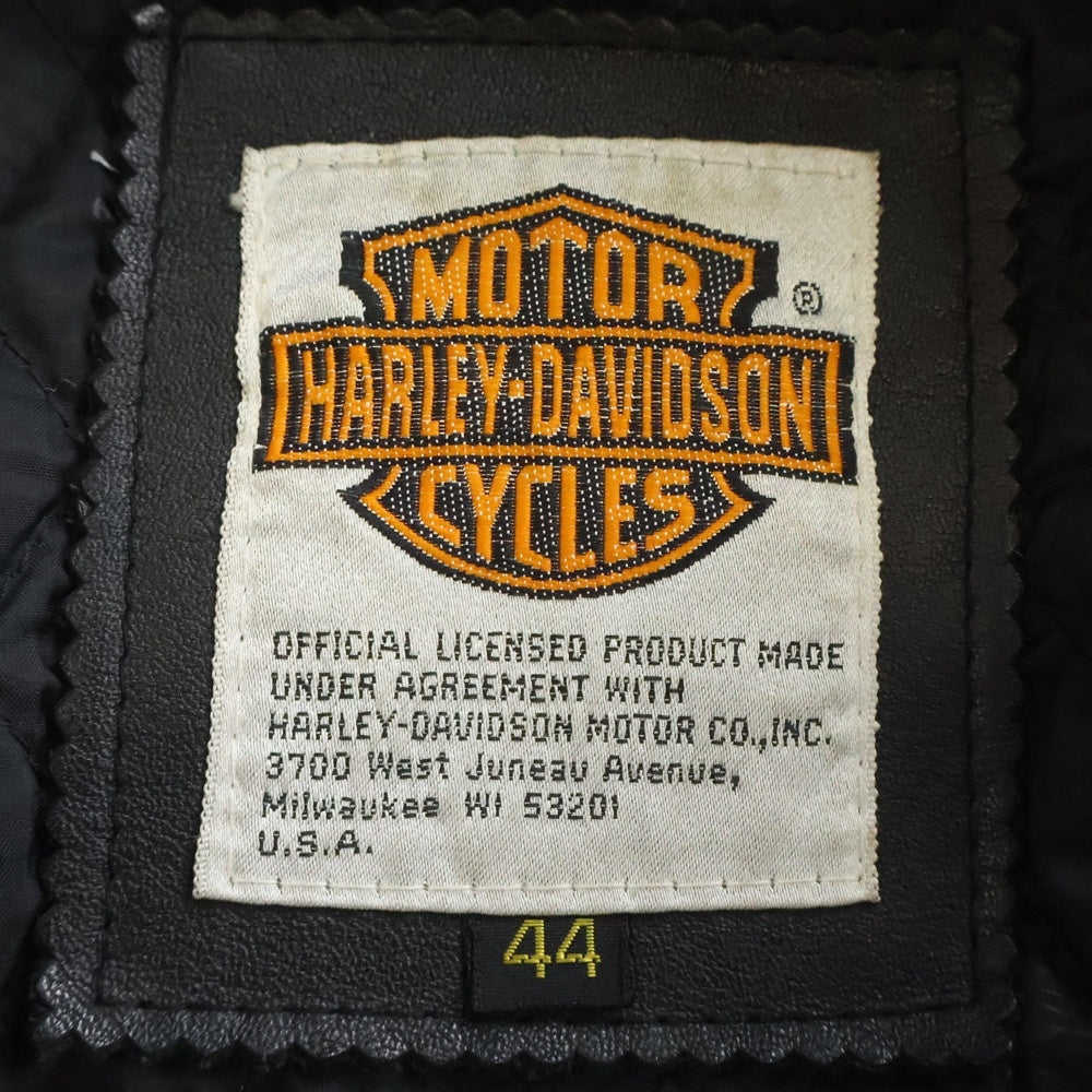 HARLEY DAVIDSON(ハーレーダビッドソン) SCREAMIN EAGLE CLUB スクリーミングイーグル クラブ USA製 裏地キルティング ピンズカスタム レザー ダブルライダースジャケット ブラック