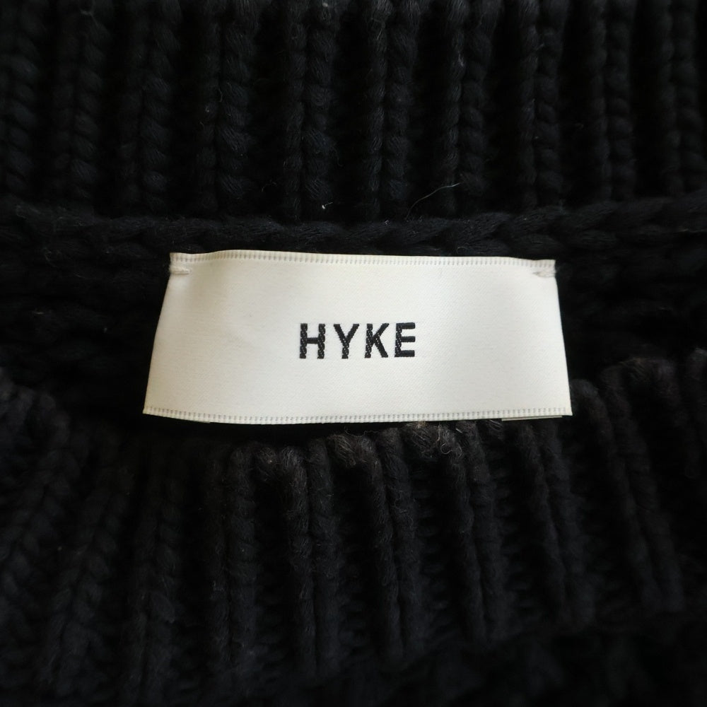 HYKE(ハイク) 23SS CROCHETED CROPPED SWEATER TOP クロシェ編み クロップド セーター ニット ネイビー レディース 231-11311 013