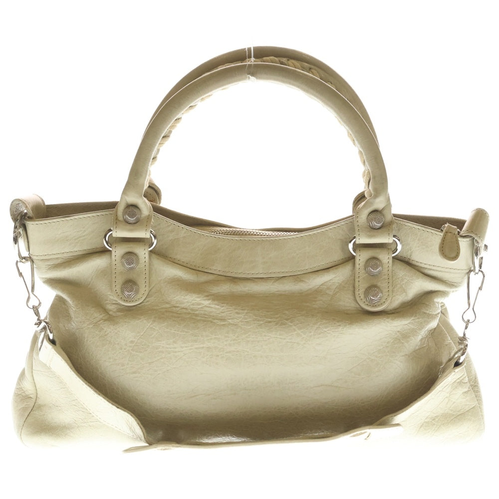 BALENCIAGA(バレンシアガ) ザ ファースト ジャイアント スタッズデザイン 2WAY レザー ハンドバッグ ショルダーバッグ ベージュ 240577 レディース