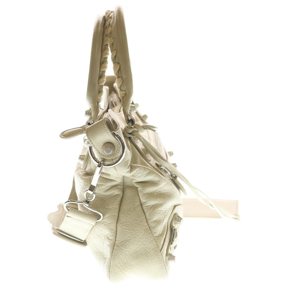 BALENCIAGA(バレンシアガ) ザ ファースト ジャイアント スタッズデザイン 2WAY レザー ハンドバッグ ショルダーバッグ ベージュ 240577 レディース