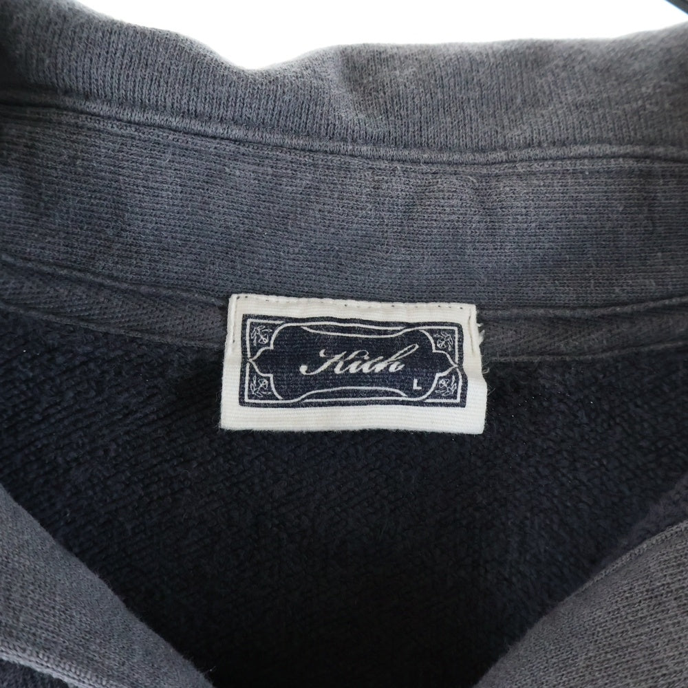 KITH(キス) フロントロゴエンブロイダリー バイカラー プルオーバースウェットポロ グレー/ネイビー 24-070-060-0000-3-0