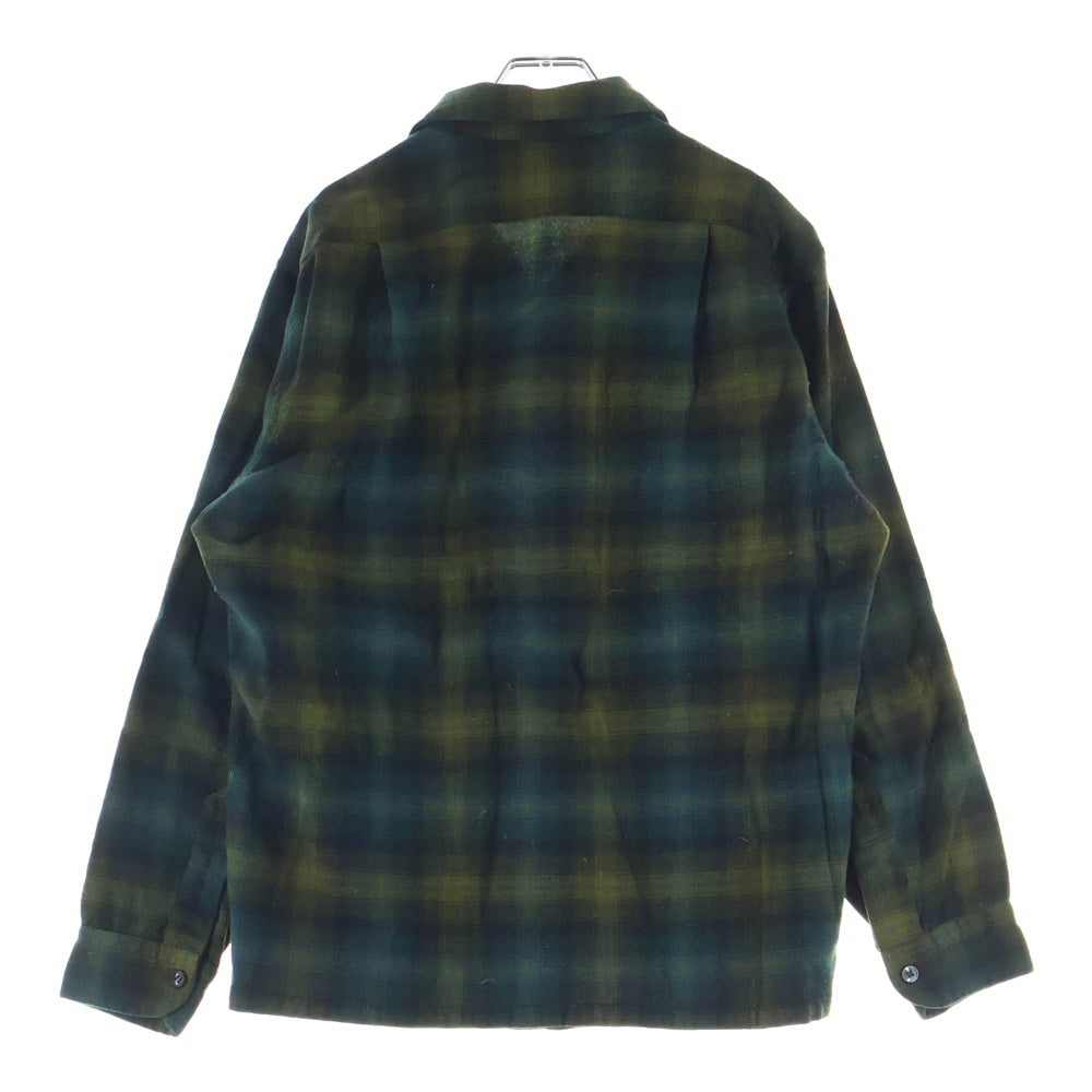 PENDLETON(ペンドルトン) 60S VINTAGE ヴィンテージ ウール チェック 長袖オープンカラーシャツ ボードシャツ カーキ