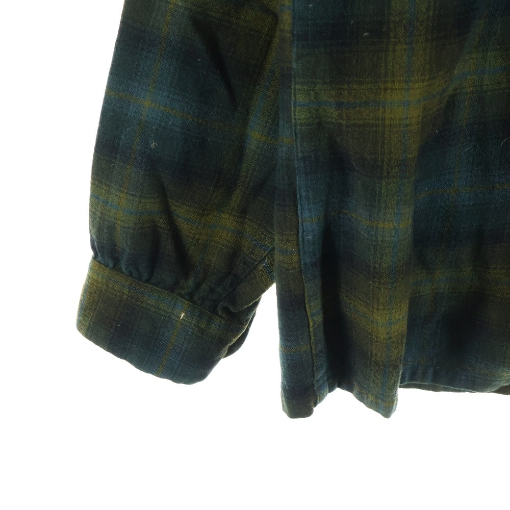 PENDLETON(ペンドルトン) 60S VINTAGE ヴィンテージ ウール チェック 長袖オープンカラーシャツ ボードシャツ カーキ