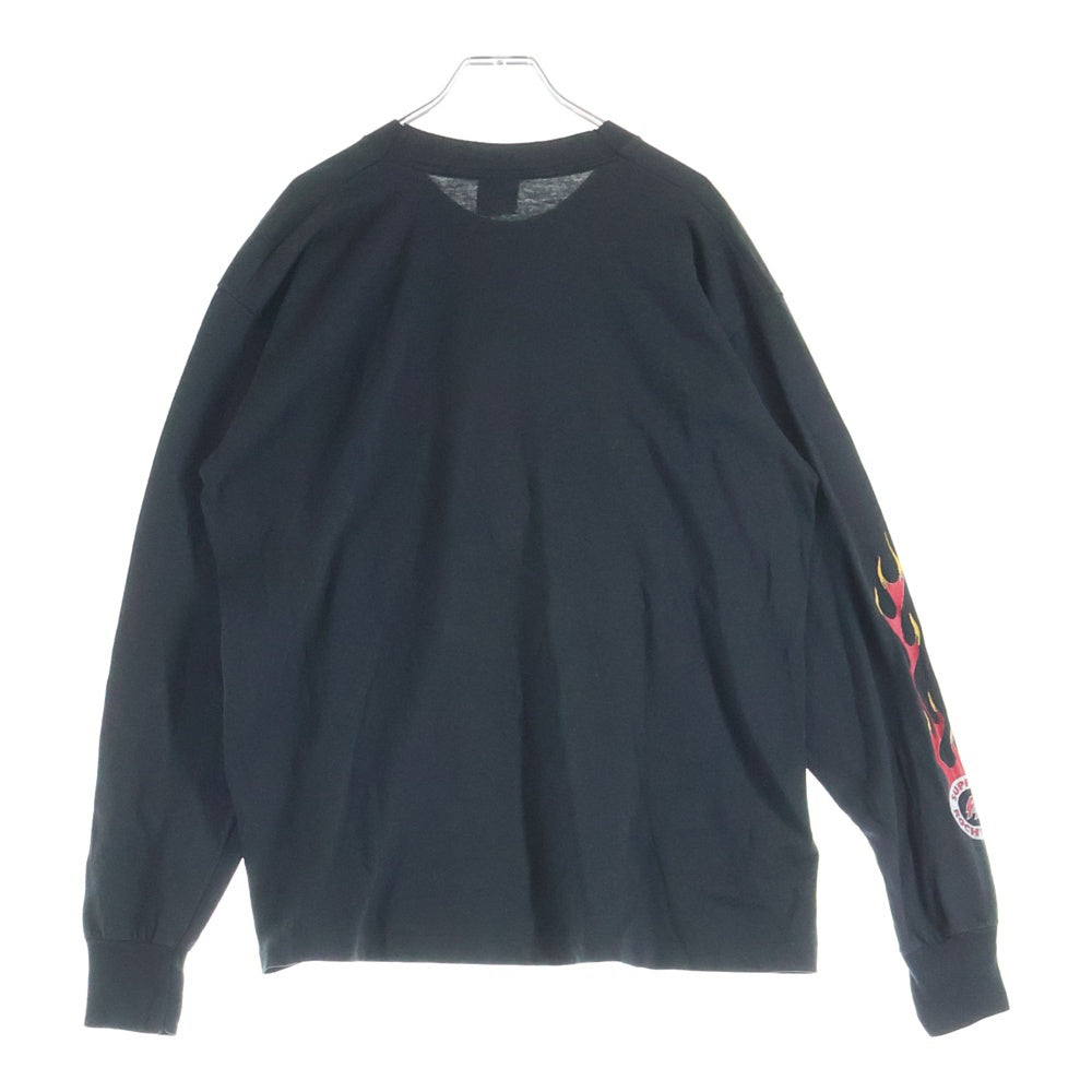 VINTAGE(ヴィンテージ) 90S HA SUPPORT 81 ROCHESTER SCREEN STARS ヘルエンジェル ロチェスター ファイアーパターン クルーネック長袖Tシャツ カットソー ブラック