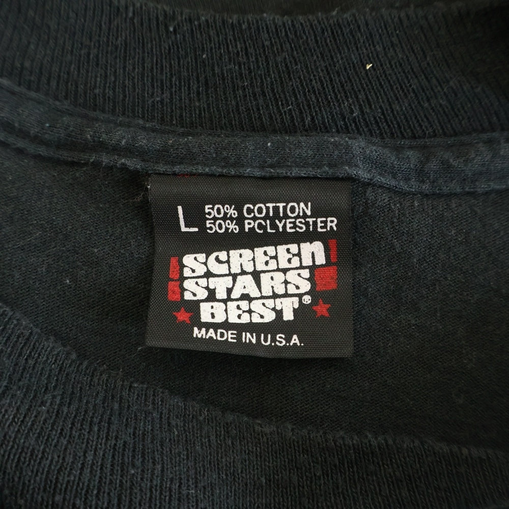 VINTAGE(ヴィンテージ) 90S HA SUPPORT 81 ROCHESTER SCREEN STARS ヘルエンジェル ロチェスター ファイアーパターン クルーネック長袖Tシャツ カットソー ブラック