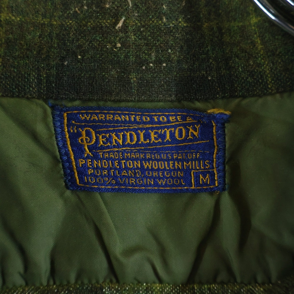 PENDLETON(ペンドルトン) 50S VINTAGE ヴィンテージ ウール チェック 長袖オープンカラーシャツ ボードシャツ グリーン