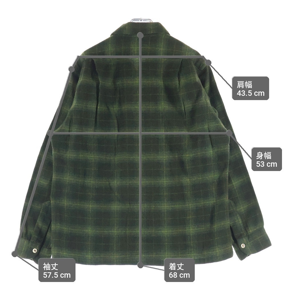 PENDLETON(ペンドルトン) 50S VINTAGE ヴィンテージ ウール チェック 長袖オープンカラーシャツ ボードシャツ グリーン