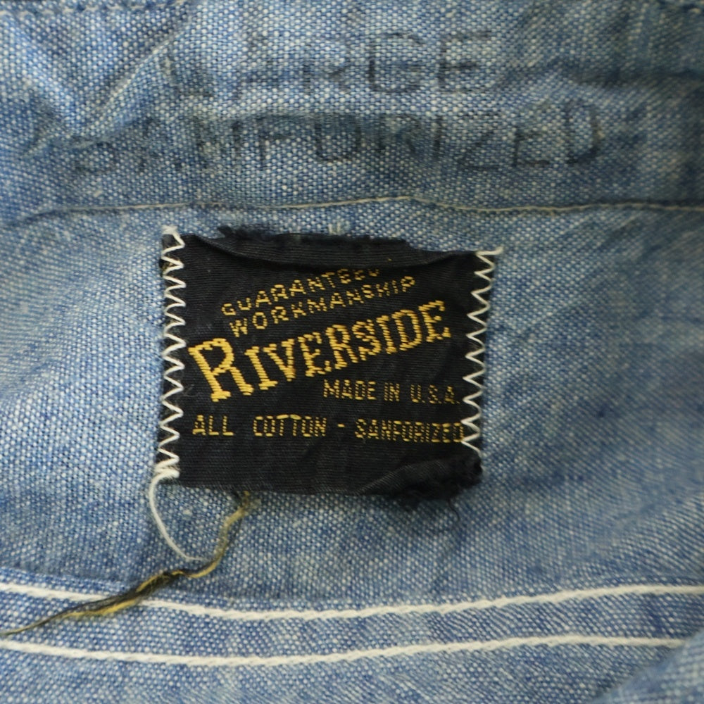 VINTAGE(ヴィンテージ) 50-60S RIVERSIDE STATE PRISON USA製 リバーサイド プリズナーシャンブレー半袖シャツ ブルー