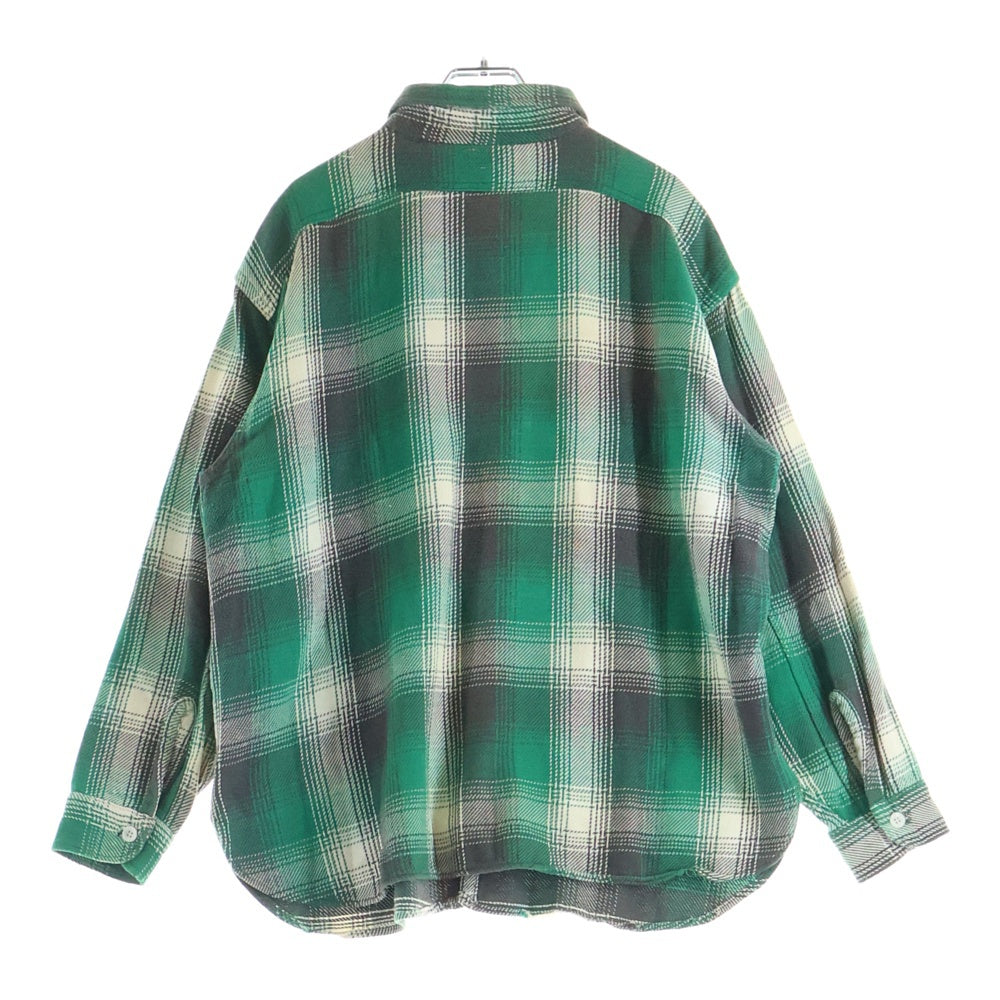 VINTAGE(ヴィンテージ) 50-60S VINTAGE BIG YANK USA製 ヴィンテージ ビッグヤンク マチ付き チェック 長袖ヘビーフランネルシャツ グリーン