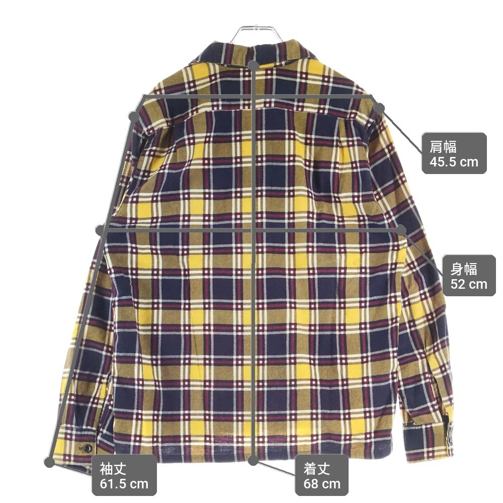 VINTAGE(ヴィンテージ) 50-60S VINTAGE CAMPUS ヴィンテージ キャンパス チェック 長袖プリントフランネル オープンカラーシャツ イエロー/ブラック