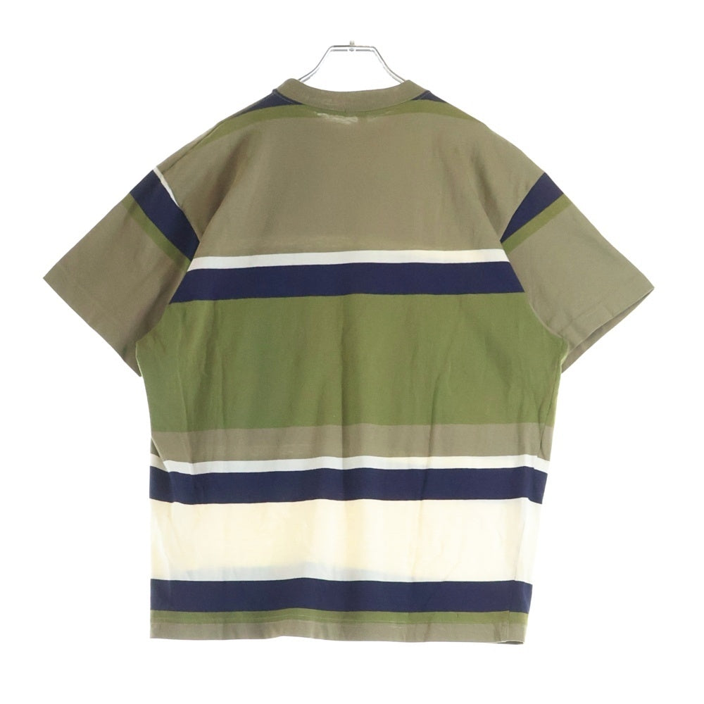 STUSSY(ステューシー) 80S OLD オールド 黒タグ ボーダー クルーネック半袖ポケットTシャツ カットソー カーキ