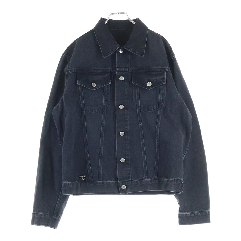 PRADA(プラダ) トライアングルロゴ 三角プレート デニム トラッカージャケット ブルゾン ブラック GEB227