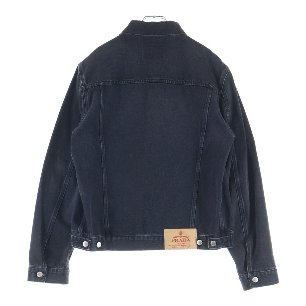 PRADA(プラダ) トライアングルロゴ 三角プレート デニム トラッカージャケット ブルゾン ブラック GEB227