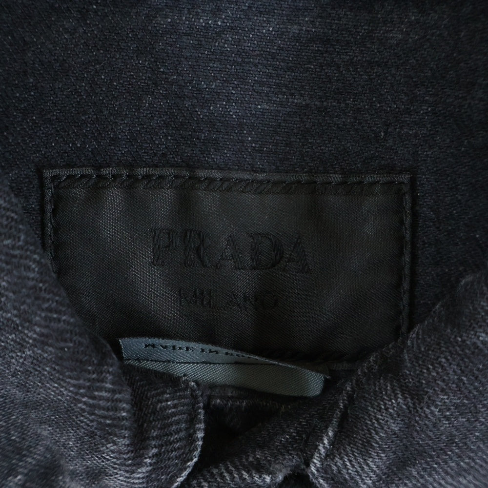 PRADA(プラダ) トライアングルロゴ 三角プレート デニム トラッカージャケット ブルゾン ブラック GEB227