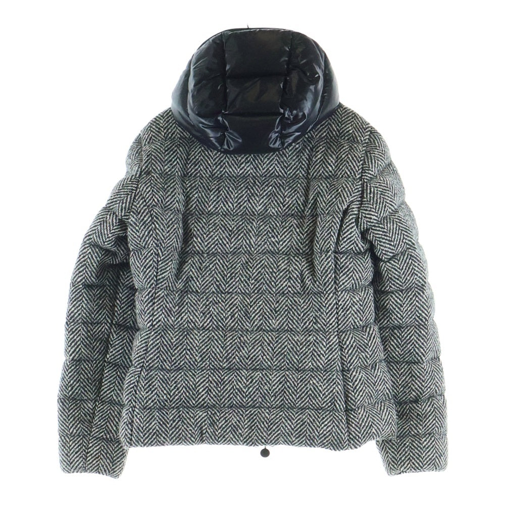 MONCLER(モンクレール) ASTERE ナイロン切り替え ツイード フーデッドダウンジャケット グレー/ブラック 120934696805