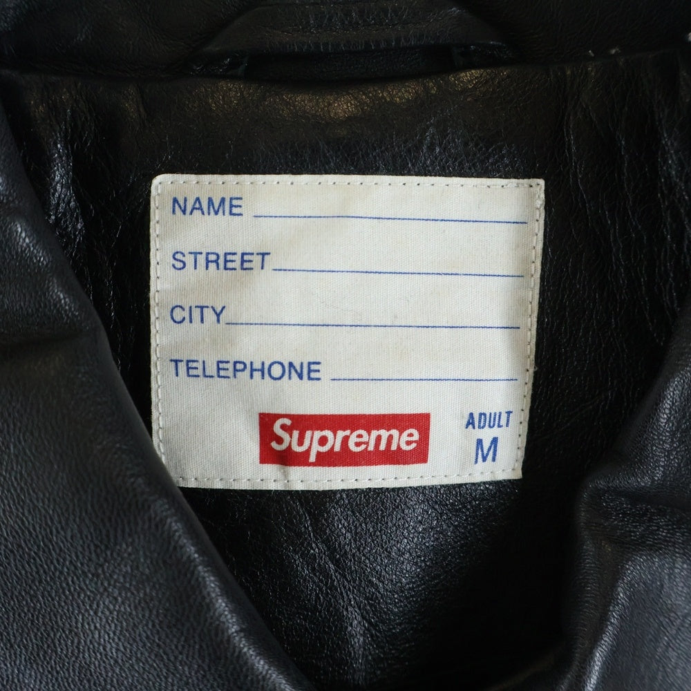 SUPREME(シュプリーム) 16SS Uptown Studded Leather Varsity Jacket アップタウン スタッズド レザーバーシティジャケット ブルゾン ブラック