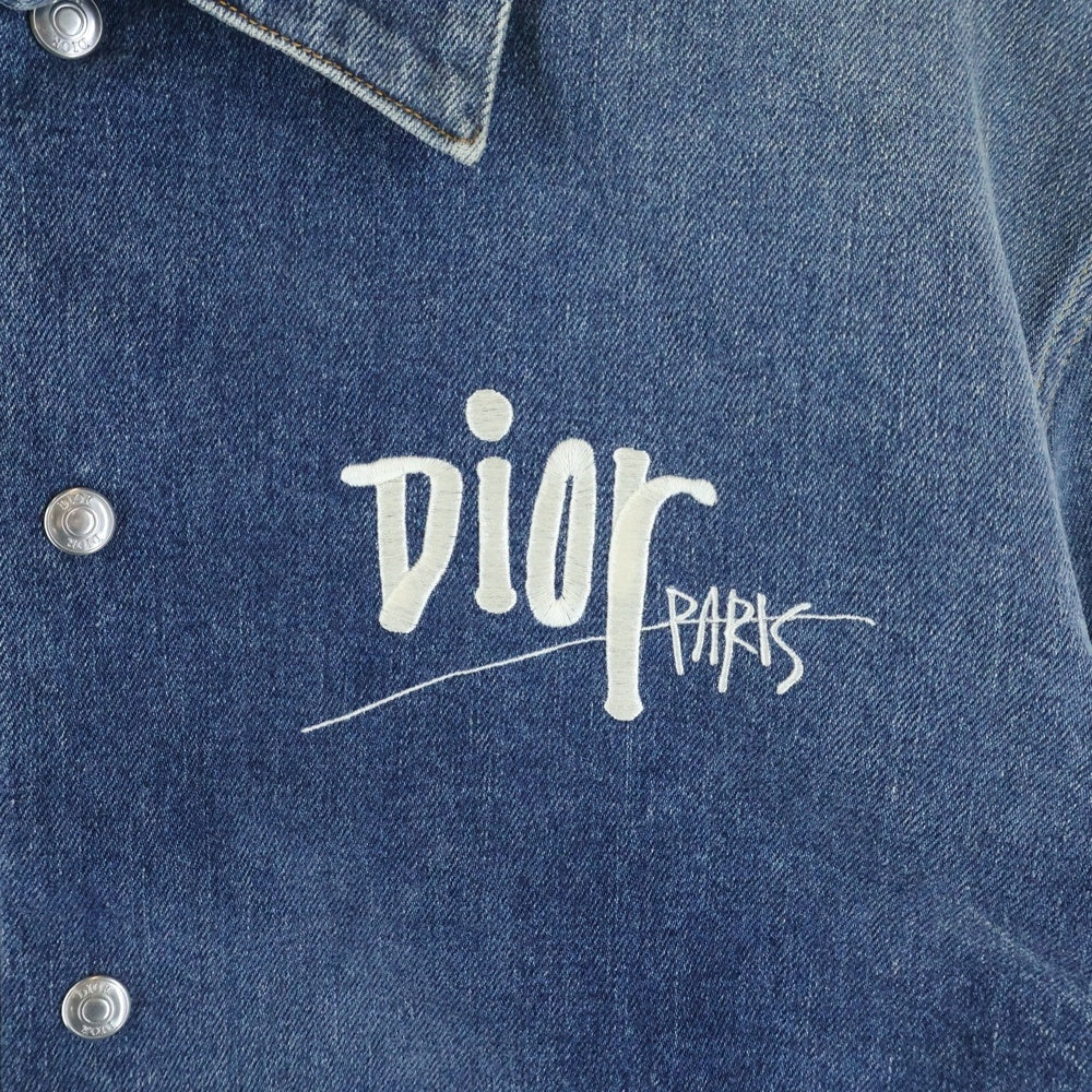 Christian Dior(クリスチャンディオール) 20AW ×Shawn Stussy ショーンステューシー BEEエンブロイダリー スナップボタン デニムジャケット インディゴ 033D491AY988