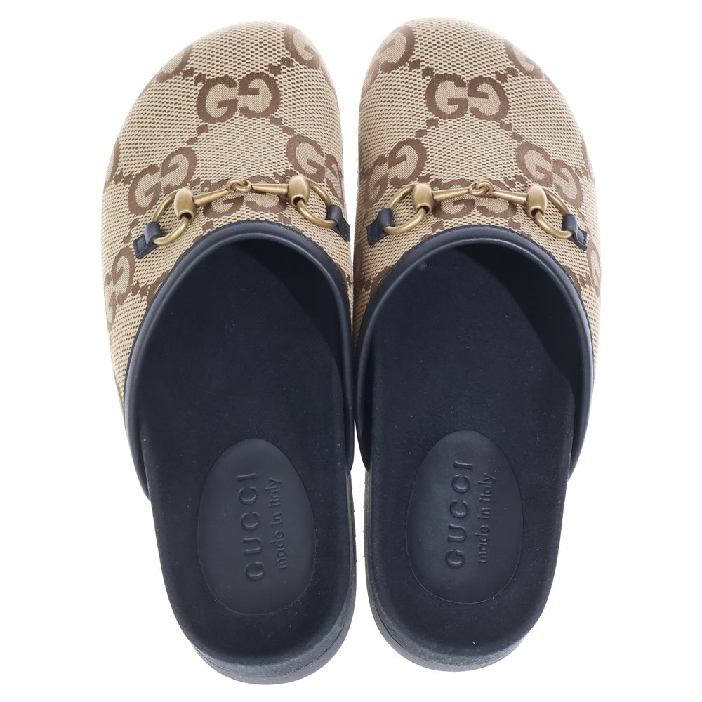 GUCCI(グッチ) 23AW GGスプリーム ホースビット ミュール サンダル ブラウン 693281
