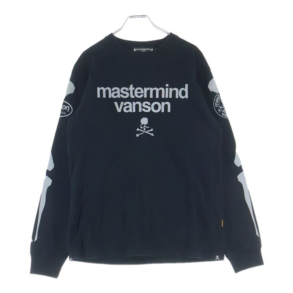 mastermind JAPAN(マスターマインドジャパン) ×VANSON L/S TEE BONE ボーンプリント クルーネック長袖Tシャツ カットソー ブラック MW24C13-TS101