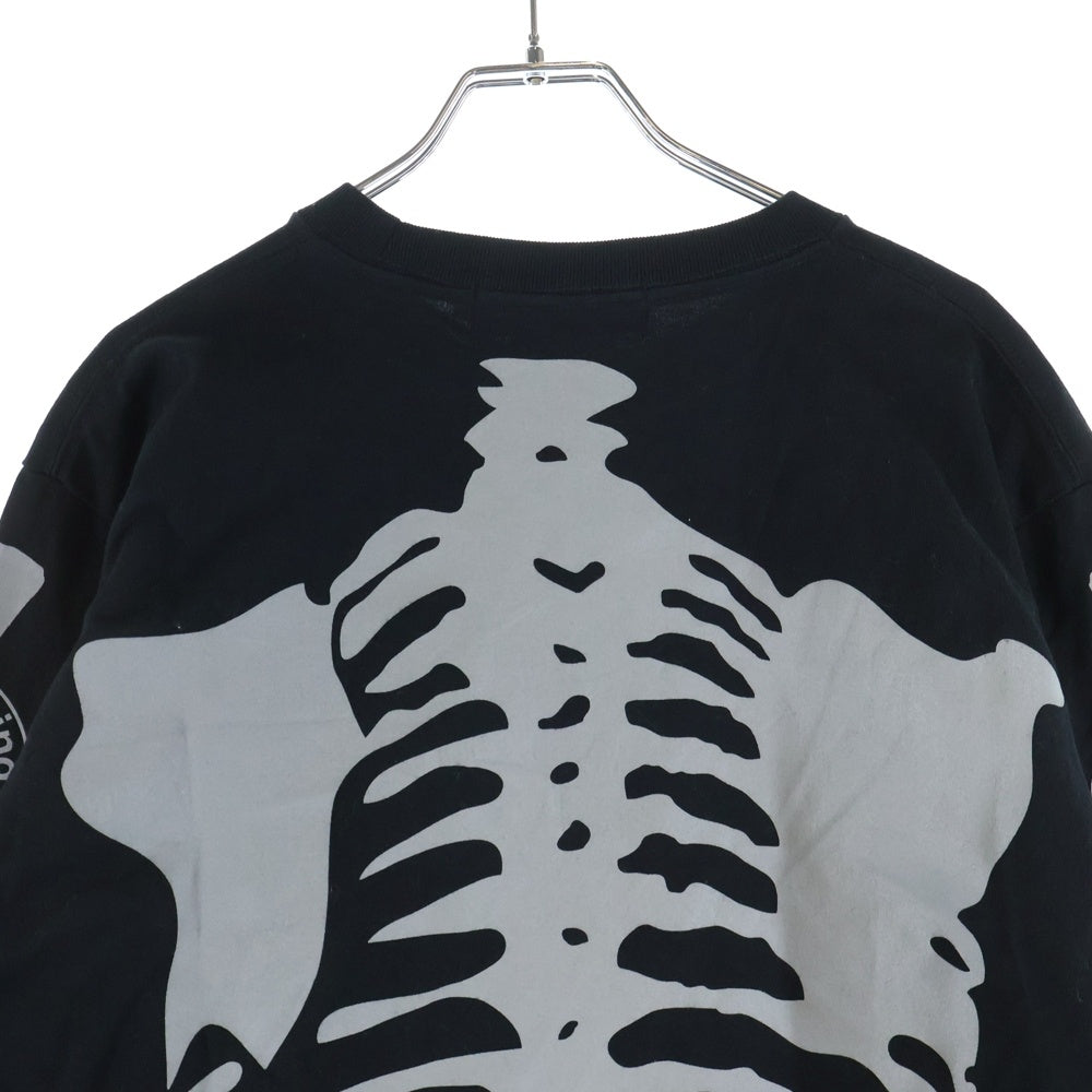mastermind JAPAN(マスターマインドジャパン) ×VANSON L/S TEE BONE ボーンプリント クルーネック長袖Tシャツ カットソー ブラック MW24C13-TS101