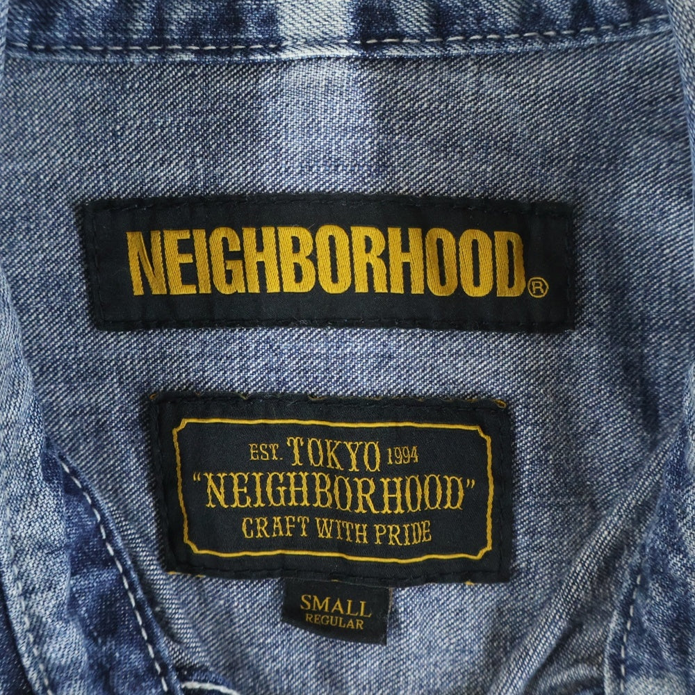 NEIGHBORHOOD(ネイバーフッド) 19SS ペイント加工 2ポケット 長袖デニムシャツ インディゴ 191NYNH-SHM01