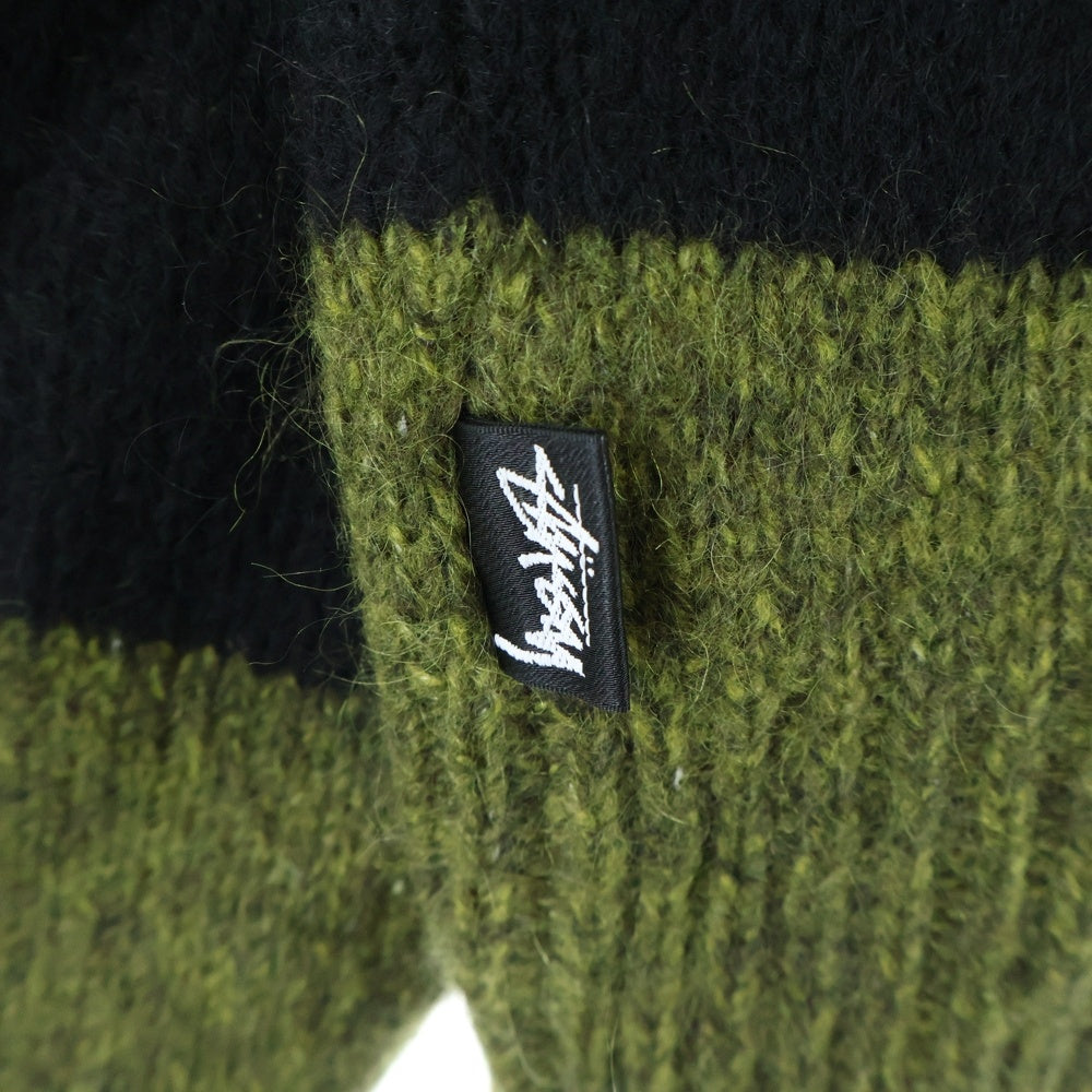 STUSSY(ステューシー) 25AW MOHAIR STRIPE SWEATER モヘヤ ストライプ クルーネックニットセーター グリーン/ブラック 25F117277
