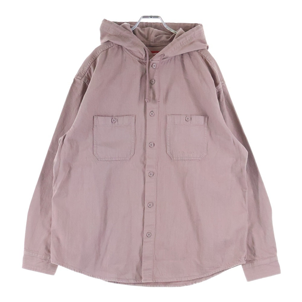 SUPREME(シュプリーム) 25SS Hooded Denim Shirt ロゴ刺繍 フーデッドデニムシャツ ピンク