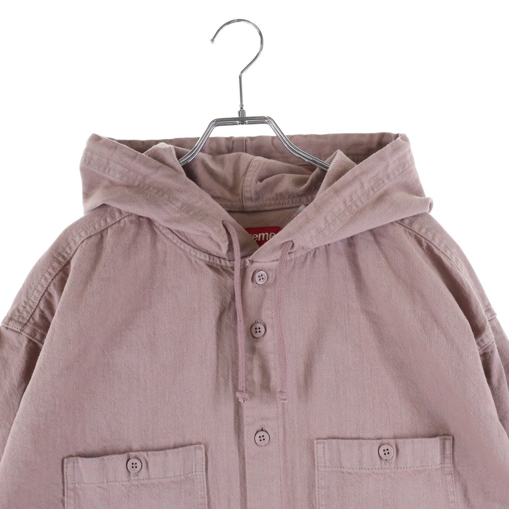 SUPREME(シュプリーム) 25SS Hooded Denim Shirt ロゴ刺繍 フーデッドデニムシャツ ピンク