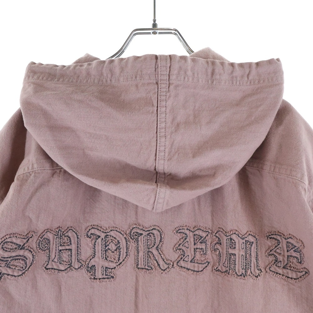SUPREME(シュプリーム) 25SS Hooded Denim Shirt ロゴ刺繍 フーデッドデニムシャツ ピンク