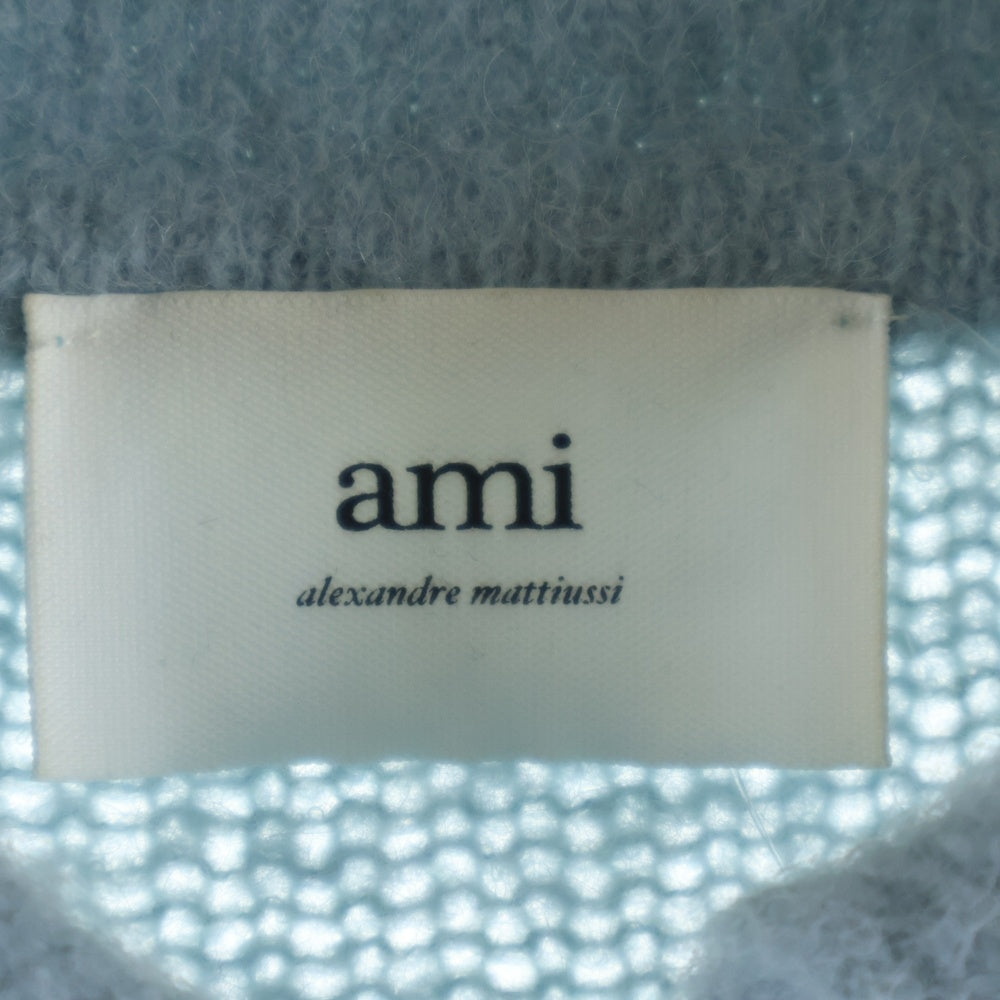 AMI Alexandre Mattiussi(アミアレクサンドルマテュッシ) HAIRY LIGHT POLO ヘアリー ライト ニットポロシャツ ブルー HPL326.KN0021