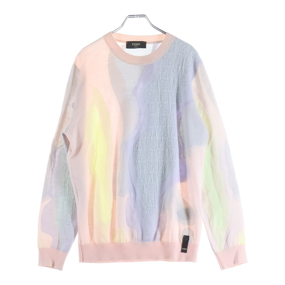 FENDI(フェンディ) ズッカ柄 グラデーションデザイン クルーネックニットセーター マルチカラー FZX039 AIBR