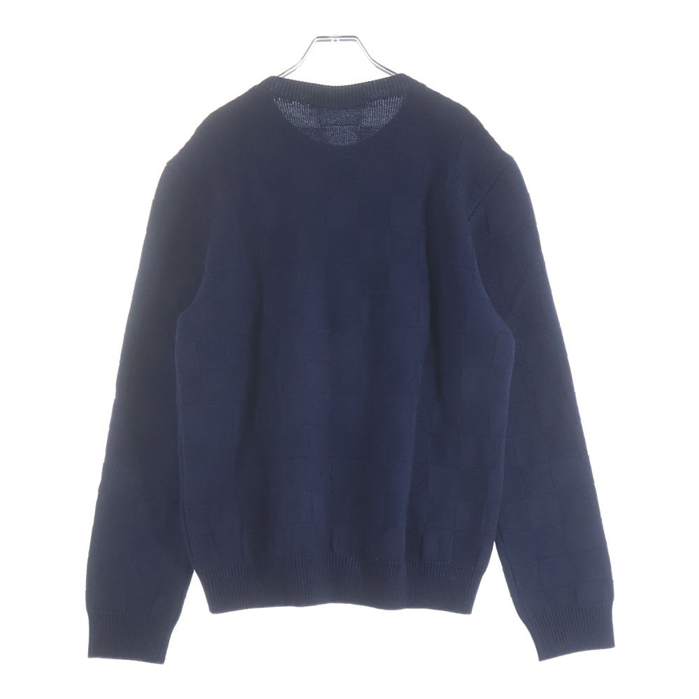 LOUIS VUITTON(ルイヴィトン) 24SS PEARL SIGNATURE DAMIER CREWNECK SWEATER WOOL パール シグネチャーロゴ ダミエ ウール クルーネックニットセーター ネイビー RM241 ZLL HQN69W