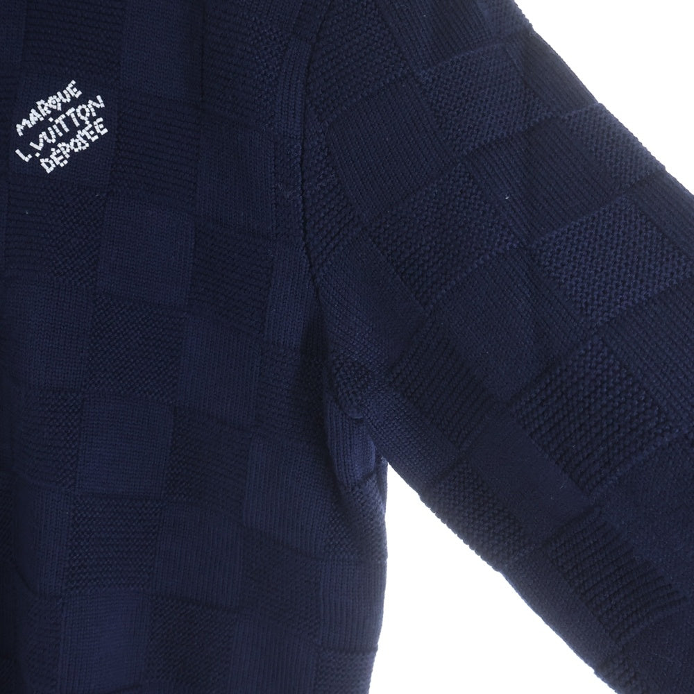 LOUIS VUITTON(ルイヴィトン) 24SS PEARL SIGNATURE DAMIER CREWNECK SWEATER WOOL パール シグネチャーロゴ ダミエ ウール クルーネックニットセーター ネイビー RM241 ZLL HQN69W